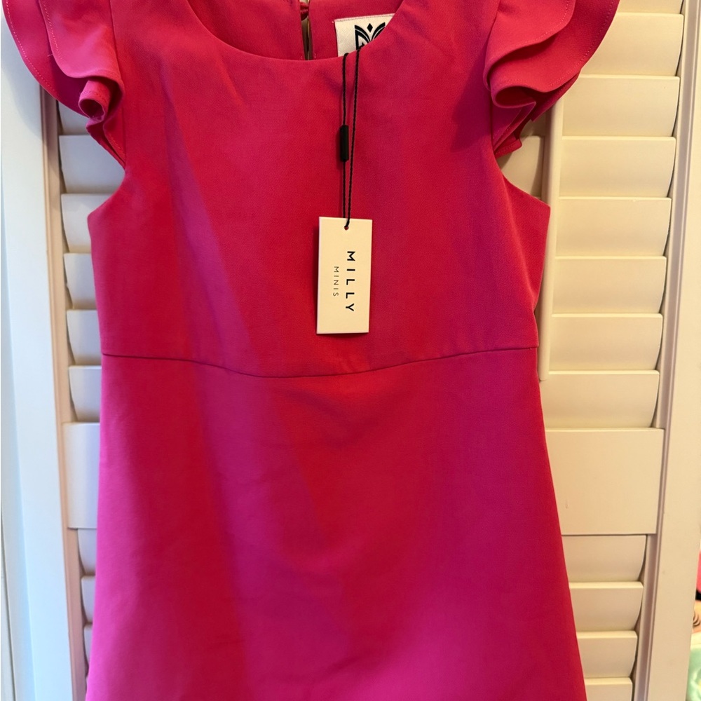 NWT Milly Minis Ruffle Cap Sleeve Pink Dress